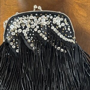 Chic Black Beaded Evening Clutch